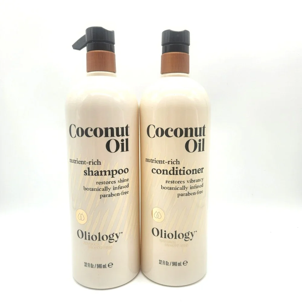 2-Pack Oliology Coconut Oil Shampoo Conditioner 32oz Paraben Free Repair Hair Se